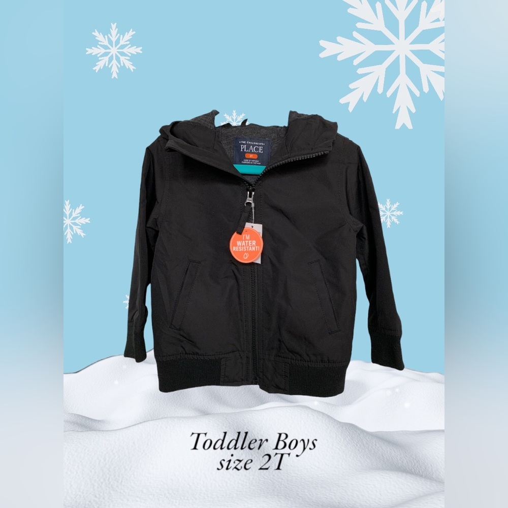 🆕 Toddler Boy’s Knit Lined, Hooded Zip Jacket, Size 2T, Black